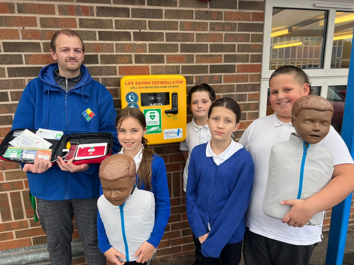 Children and families of Breadsall Hill Top primary school are overjoyed with the installation of an onsite defibrillator and proactive CPR and first aid training at the school