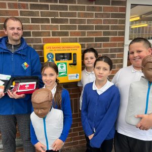 Children and families of Breadsall Hill Top primary school are overjoyed with the installation of an onsite defibrillator and proactive CPR and first aid training at the school